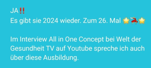 Ja! Es gibt wieder eine Ausbildung